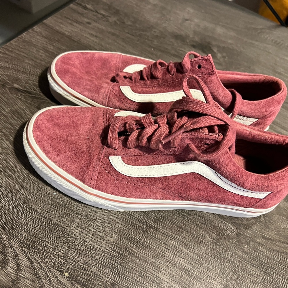 Vans Maroon Suede Low-Tops with White Detail